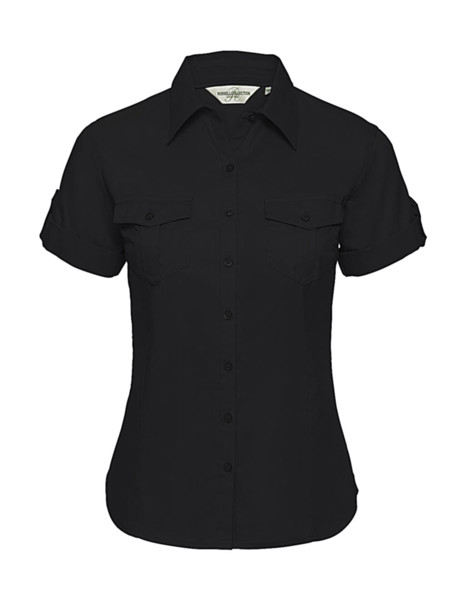 Ladies' Roll Sleeve Shirt - Black / M (38)