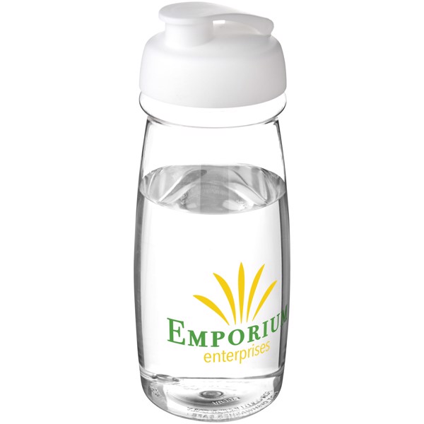 Garrafa desportiva com tampa Flip de 600 ml H2O Pulse® - Transparente / Branco