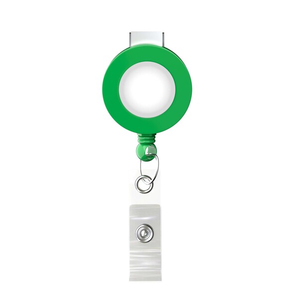 Retractable badge reel in round shape with ⌀2cm logo - Classic Green