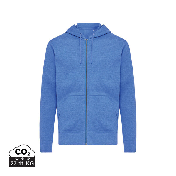 Mikina na zips s kapucňou Iqoniq Abisko z recykl. bavlny - Heather Blue / XXXL