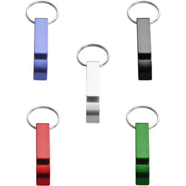 Ouvre-bouteille et canette Tao en aluminium recyclé certifié RCS avec porte-clés - Bleu royal