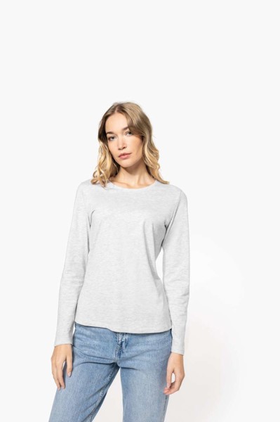 Ladies' Long-Sleeved Crew Neck T-Shirt - White / XL