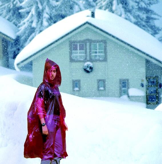 Poncho pieghevole in polybag Sprinkle - Rosso