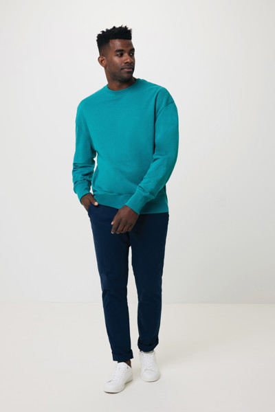 Sweater à col rond en coton recyclé Iqoniq Kruger - Verdigris / XS