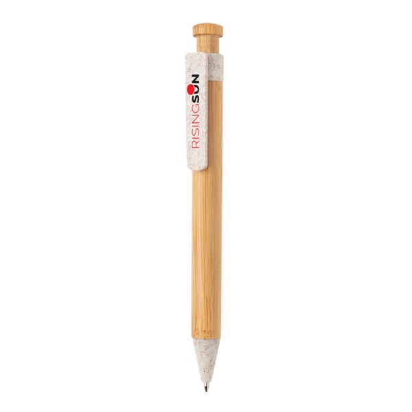 Bambus Stift mit Wheatstraw-Clip - Weiß