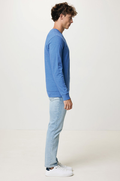 Pull à col rond en coton recyclé non teinté IQONIQ Denali - Heather Blue / XXL