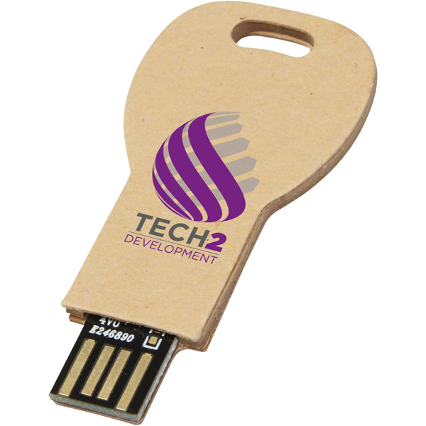 Clé USB 2.0 en papier recyclé en forme de clé - Marron kraft / 2GB