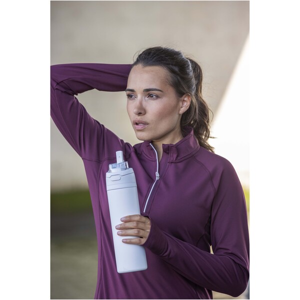 Theron 800 ml RCS recycled single wall stainless steel water bottle with dual function lid - White