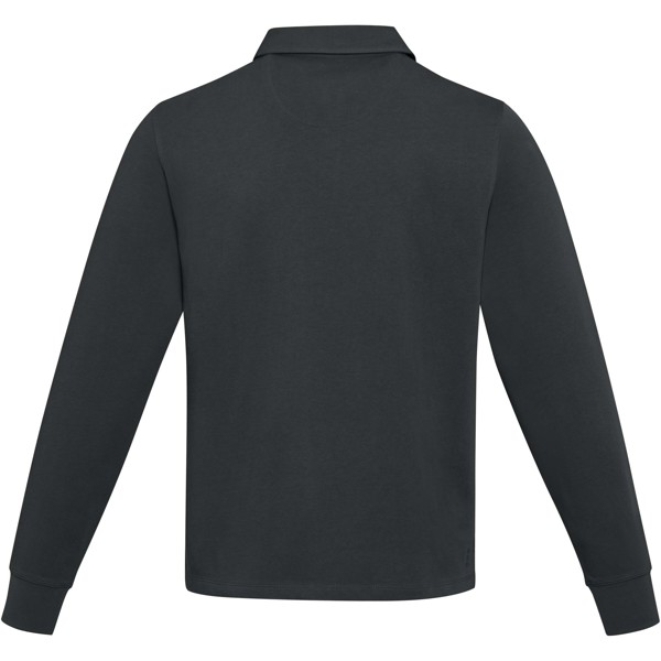Polo estilo rugby unissexo "Clyde" organico - Preto liso / XS