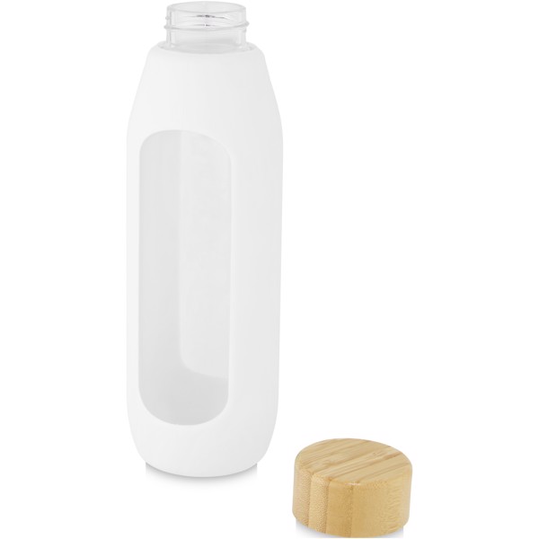 Garrafa de vidro borossilicato de 600 ml com pega de silicone "Tidan" - Branco