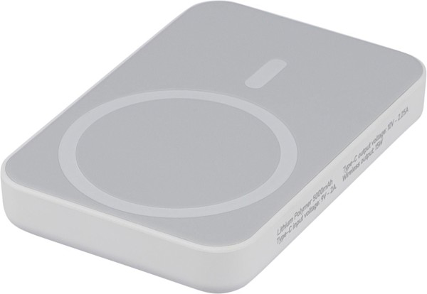 Recycled ABS wireless charger powerbank Miren - White
