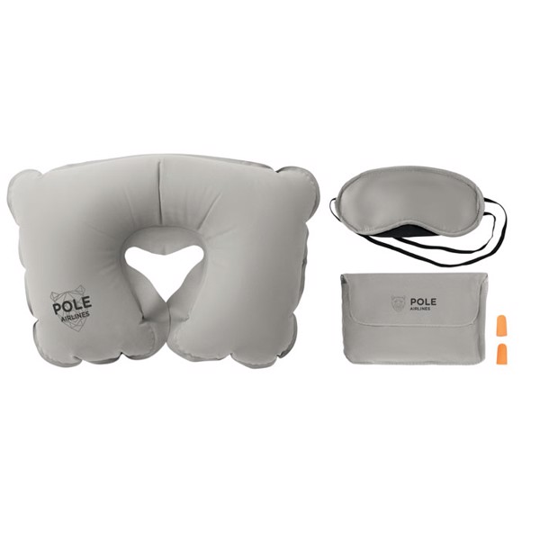 Travelplus travel set, inflatable pillow, PVC - Grey