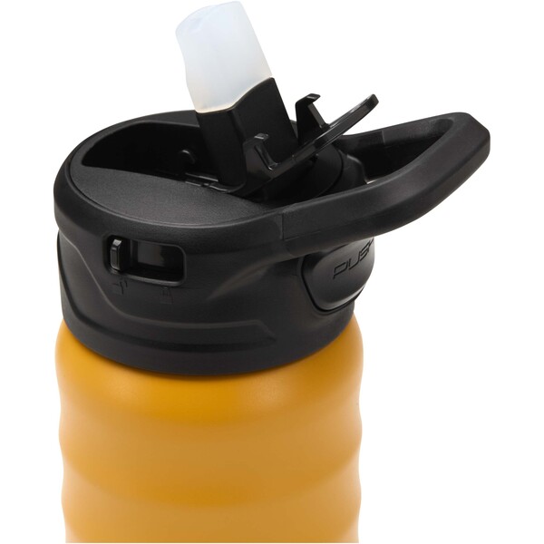 Knox 350 ml RCS recycled double wall stainless steel sport bottle with flip straw - Yellow