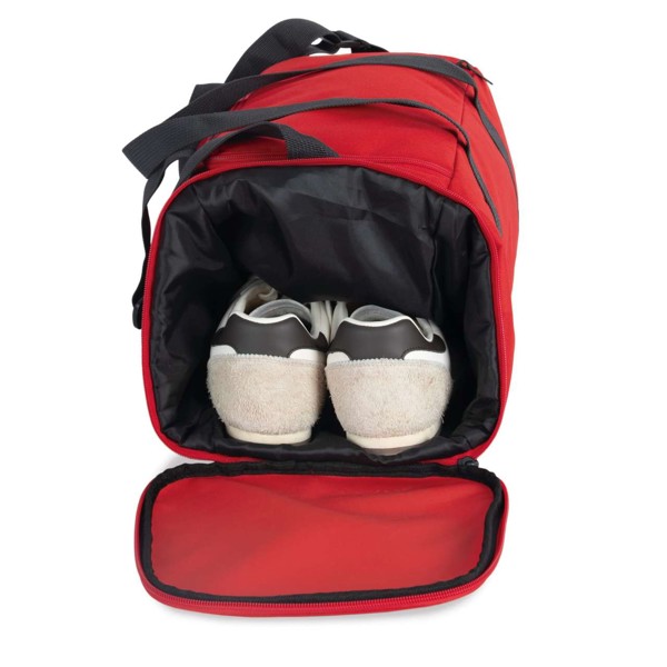 Sports Bag With Shoes Holder Compartment - Red / Dark Grey