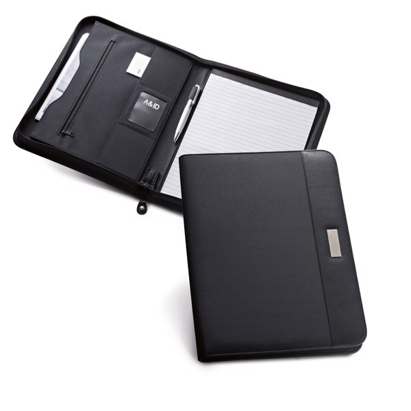 PASZO. Porte-documents A4 en PU et microfibre avec bloc de pages lignées
