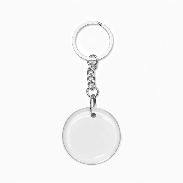 Round Pre-programmed NFC keyring with doming - M3 flat split ring / Individual polybag / Rewritable