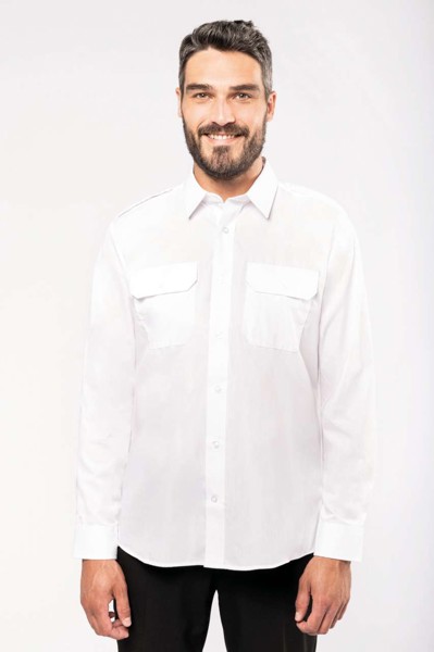Men's Long-Sleeved Pilot Shirt - White / S