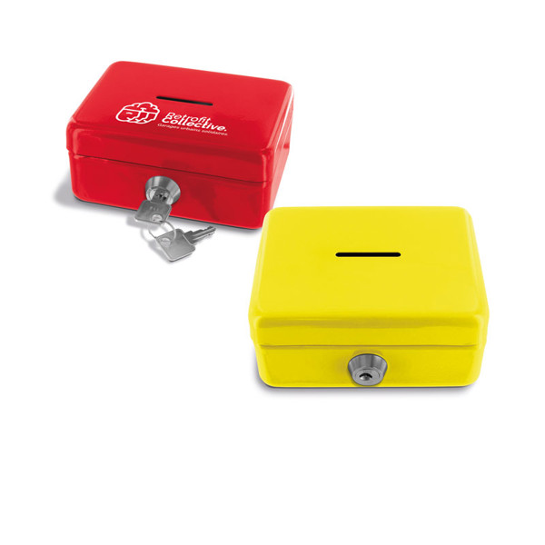 TIRELIRE BOITE METALLIQUE A CLE - Jaune