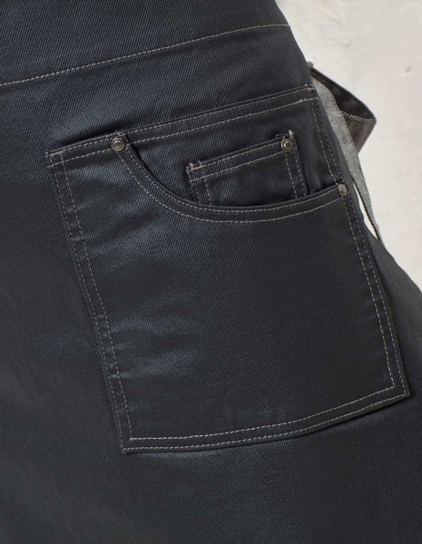 'Division' Waxed Look Denim Waist Apron - Black Denim