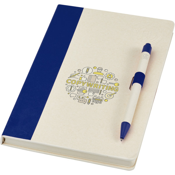 Ensemble carnet de notes format A5 et stylo bille, à partir de briques de lait recyclées, Dairy Dream - Bleu