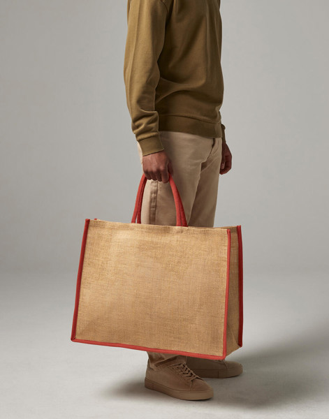 Natural Starched Jute Market Shopper - Natural / Olive Green / ONE SIZE