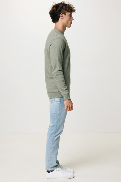 Pull à col rond en coton recyclé non teinté Iqoniq Denali - Heather Green / XL