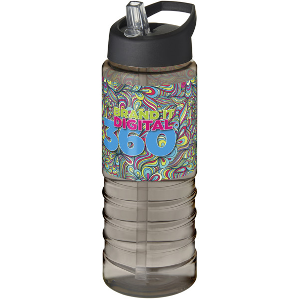 H2O Treble 750 ml športová fľaša s uzáverom s výlevkou - Uhľová / Jednofarebná čierna