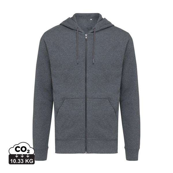 Iqoniq Abisko Zip-Kapuzenpullover aus recycelter Baumwolle - Ungefärbtes Anthrazit / XXXL