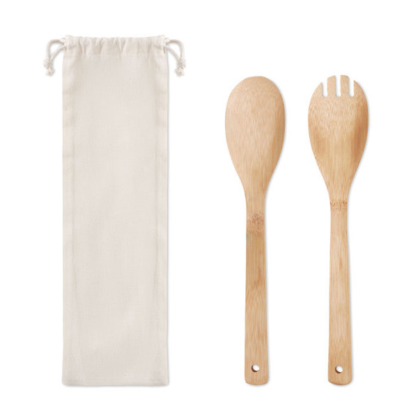 Set pribora za solato iz bambusa Mayen, dolžina 335 mm