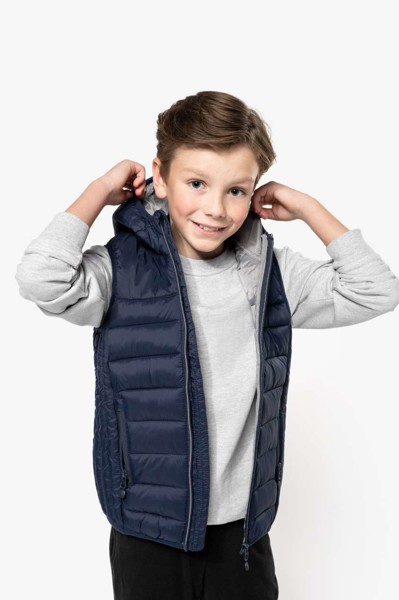 Kid's Hooded Bodywarmer - Black / 12/14