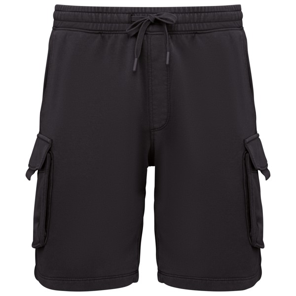 Men’S French Terry Washed  Effect Cargo Shorts - Washed Black / L