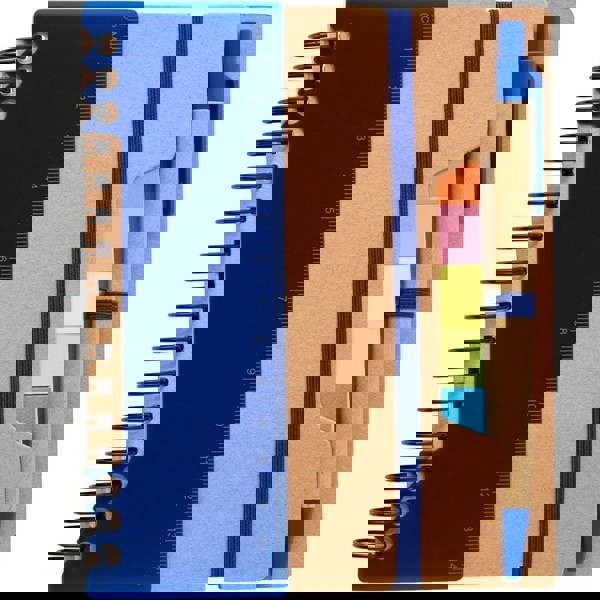 Memohalter, Notizbuch, Haftnotizen, Kugelschreiber - blau