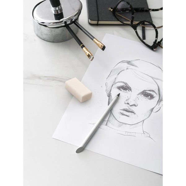 MONET. Caneta sem tinta em alumínio reciclado (100% rAL) - Cromado Satinado