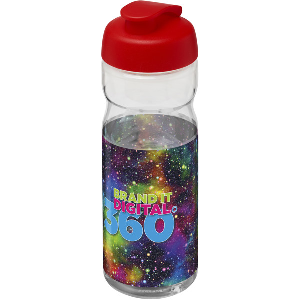 Borraccia sportiva H2O Active® Base Tritan™ da 650 ml con coperchio a scatto - Trasparente / Rosso