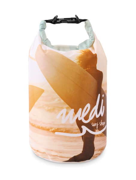 3.5L recycled polyester (rPET) dry bag with your 360° design - Black shoulderstrap