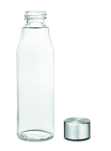 Venice glass bottle, 500 ml, stainless steel lid - Transparent