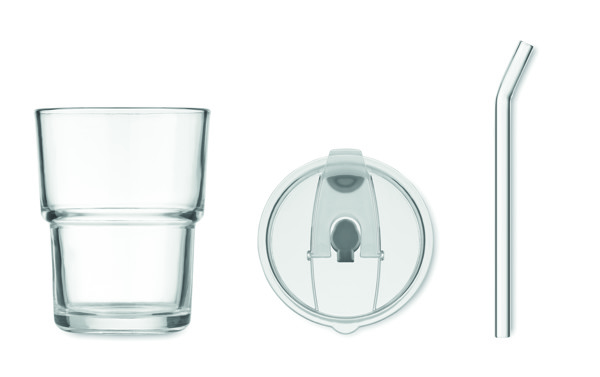 Gobelet verre et paille 400ml Sip