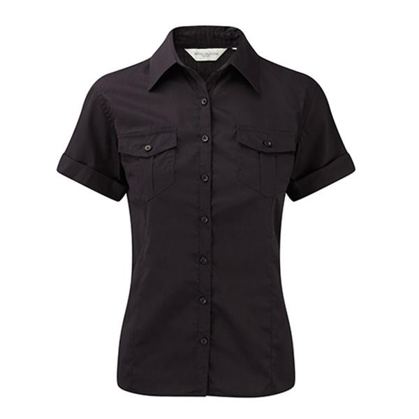 Camisa Senhora Manga Curta 130G - 100% Sarja - Algodão - Preto / M