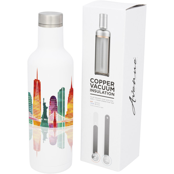 Bouteille Pinto avec isolation par le vide et couche de cuivre 750ml - Blanc