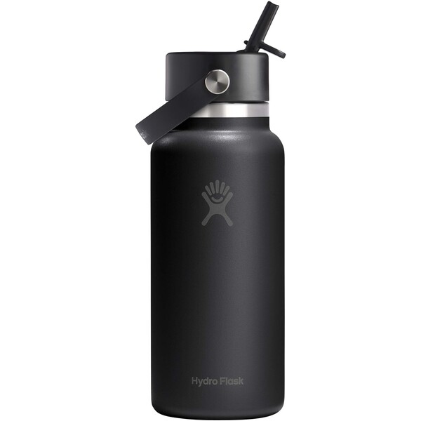 Hydro Flask Wide Mouth 946 ml isolierte Edelstahl Trinkflasche mit Strohhalmverschluss - weiss