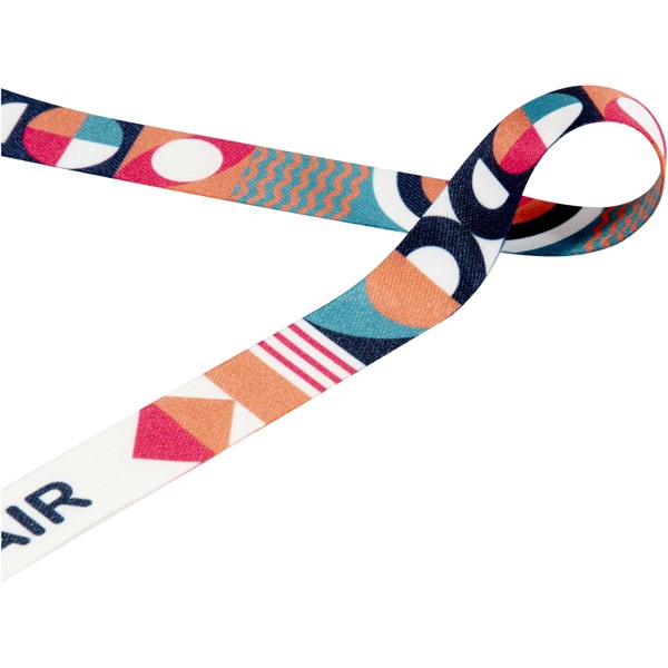 Leia lanyard i RPET med sublimationstryk og to karabinlåse - Hvid / 10mm