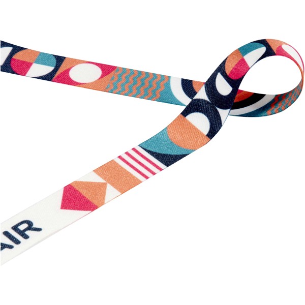 Leia Sublimation RPET-Lanyard mit 2 Metallhaken - weiss / 15mm