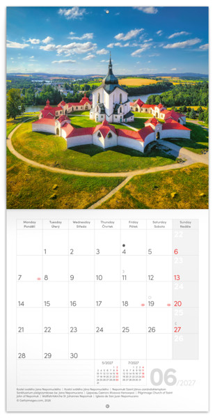 Notique Poznámkový Kalendář Česká Republika 2027, 20 x 20 cm