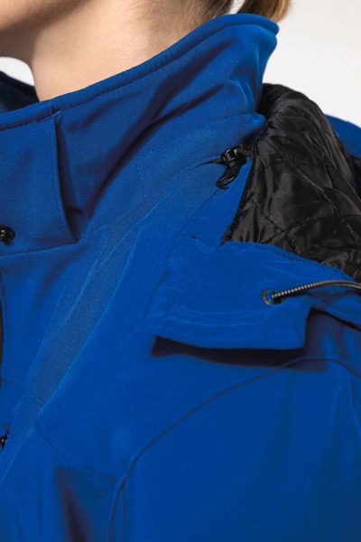 Ladies’ Hooded Softshell Lined Parka - Titanium / XL
