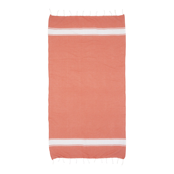 Recycled Cotton Fringed Beach Towel - Orange