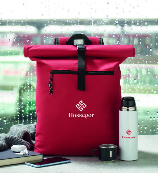Zaino rolltop in poliestere Irea - Rosso