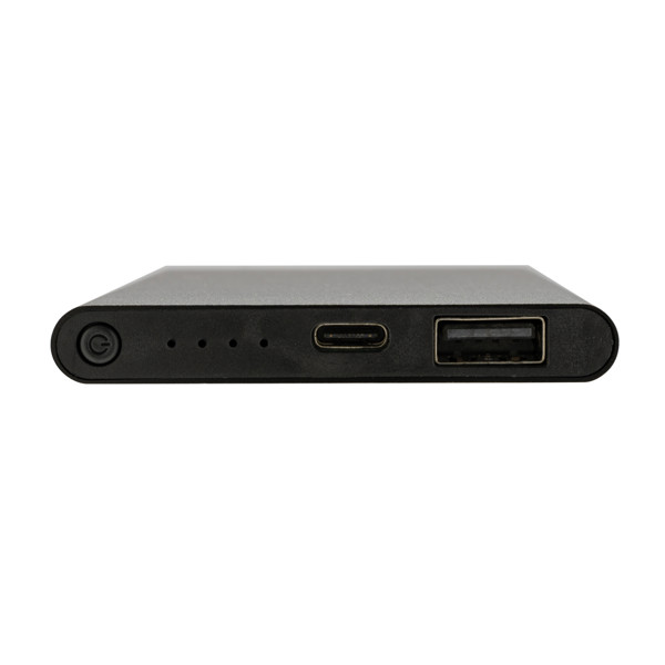 Powerbanka 4000mAh s USB C z RCS recykl. plastu a hliníka - Čierna