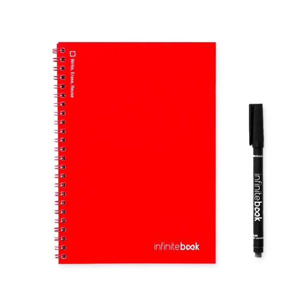 INFINITEBOOK PLAIN A5. Nekonečná kniha s flexibilním obalem a 15 obyčejnými tabulovými stránkami - Červená