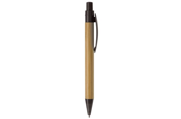 Bamboo pen with plastic leafclip - Black