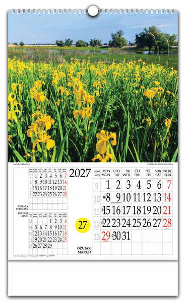 Zidni kalendar s rotacijskim krugom – Natura Croatica